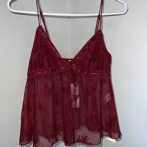 Garage Burgundy Lace Tank Top